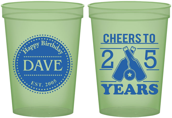 Custom Birthday 16 oz Glow In The Dark Cups - Cheers To 25 Years | 20164