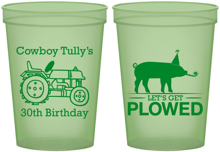 Custom Birthday 16 oz Glow In The Dark Cups - 30th Get Plowed | 20166