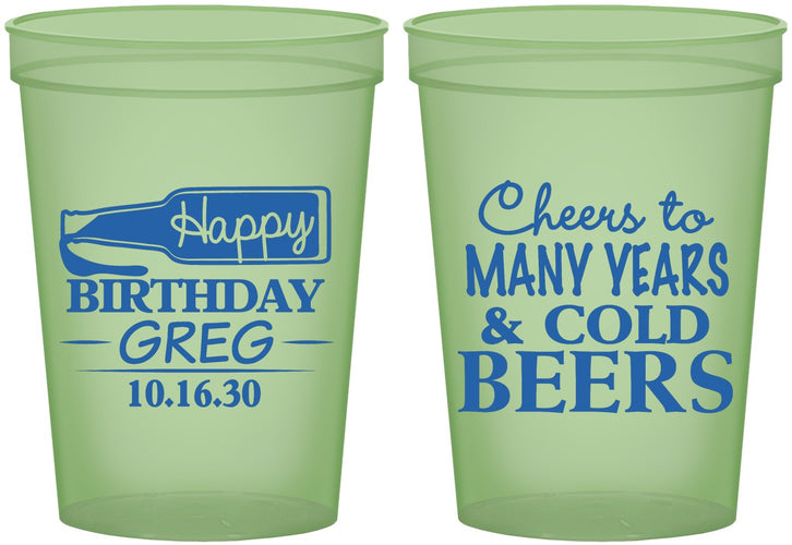 Custom Birthday 16 oz Glow In The Dark Cups - Cheers To Many Years | 20167