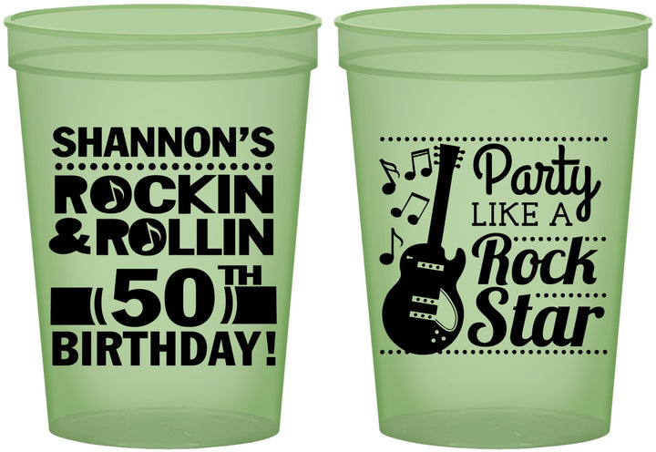 Custom Birthday 16 oz Glow In The Dark Cups - 50th Rock Star | 20173