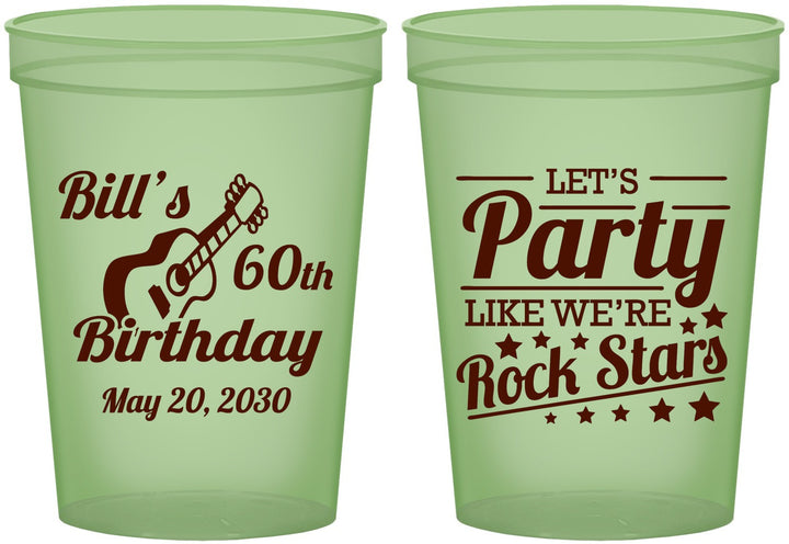 Custom Birthday 16 oz Glow In The Dark Cups - 60th Rock Star | 20174