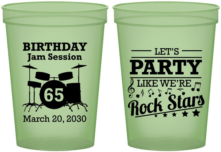Custom Birthday 16 oz Glow In The Dark Cups - 65th Rock Star | 20175