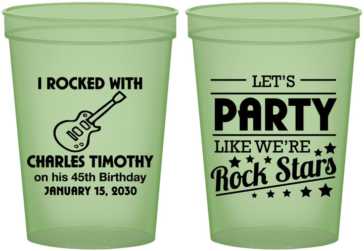 Custom Birthday 16 oz Glow In The Dark Cups - 45th Rock Star | 20176