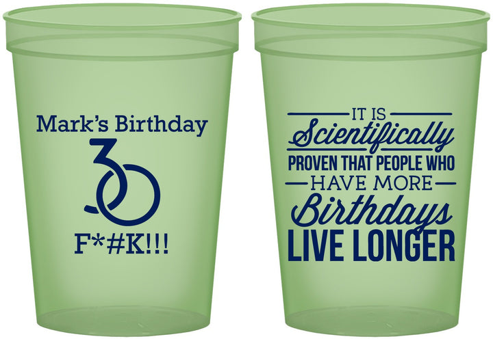 Custom Birthday 16 oz Glow In The Dark Cups - 30th | 20181