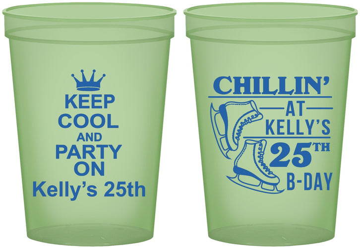 Custom Birthday 16 oz Glow In The Dark Cups - 25th Ice Scating | 20185