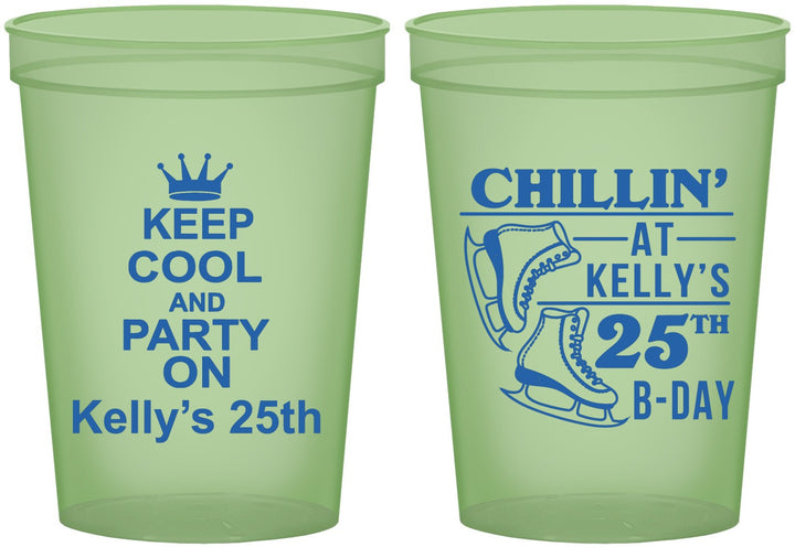 Custom Birthday 16 oz Glow In The Dark Cups - 25th Ice Scating | 20185