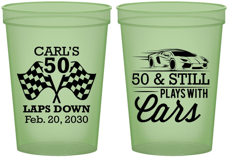 Custom Birthday 16 oz Glow In The Dark Cups - 50th Race Car | 20187