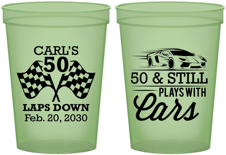 Custom Birthday 16 oz Glow In The Dark Cups - 50th Race Car | 20187