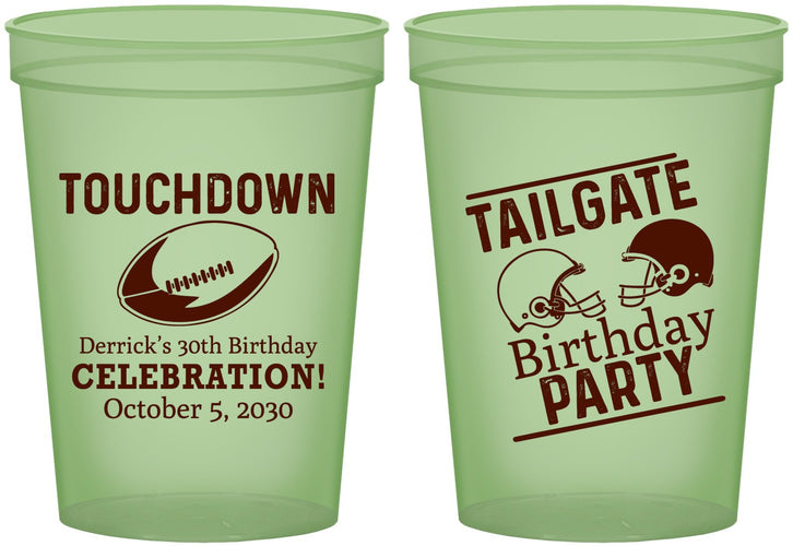 Custom Birthday 16 oz Glow In The Dark Cups - 30th Football | 20189
