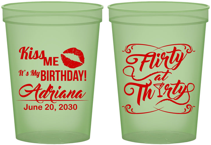 Custom Birthday 16 oz Glow In The Dark Cups - 30th Flirty At Thirty | 20190