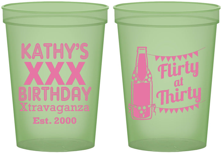 Custom Birthday 16 oz Glow In The Dark Cups - 30th Flirty At Thirty | 20191