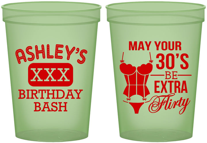 Custom Birthday 16 oz Glow In The Dark Cups - 30th Flirty At Thirty | 20192