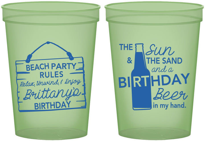 Custom Birthday 16 oz Glow In The Dark Cups - Beach | 20200