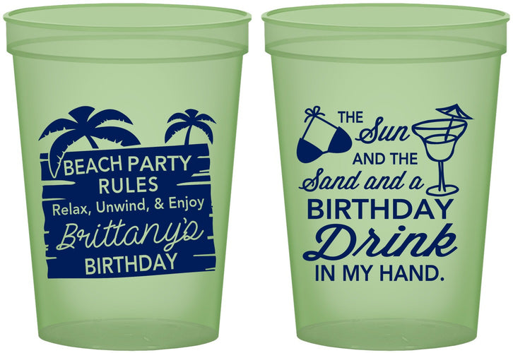 Custom Birthday 16 oz Glow In The Dark Cups - Beach | 20201