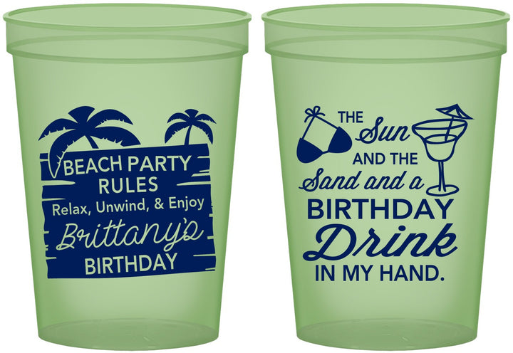 Custom Birthday 16 oz Glow In The Dark Cups - Beach | 20201