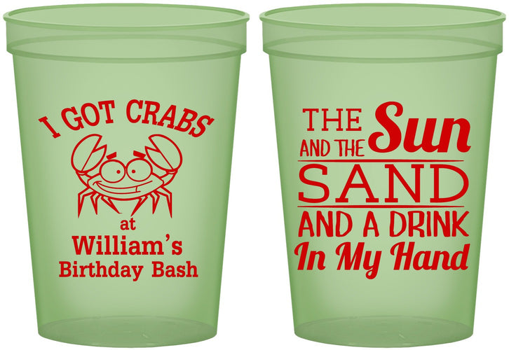 Custom Birthday 16 oz Glow In The Dark Cups - Sun Sand Drink Hand | 20205
