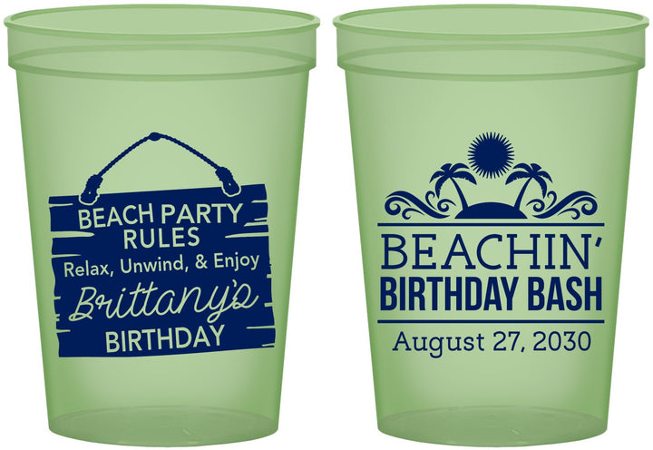Custom Birthday 16 oz Glow In The Dark Cups - Beach | 20211