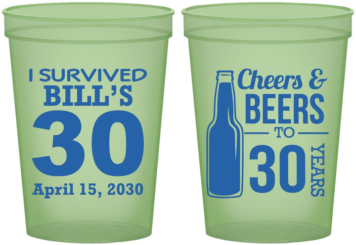 Custom Birthday 16 oz Glow In The Dark Cups - Cheers Beers To 30 Years | 20214
