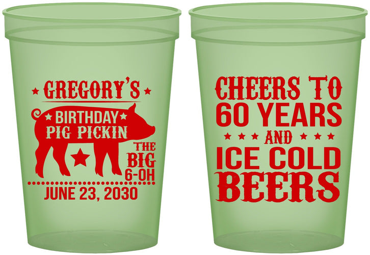Custom Birthday 16 oz Glow In The Dark Cups - 60th Barbeque Bbq | 20217