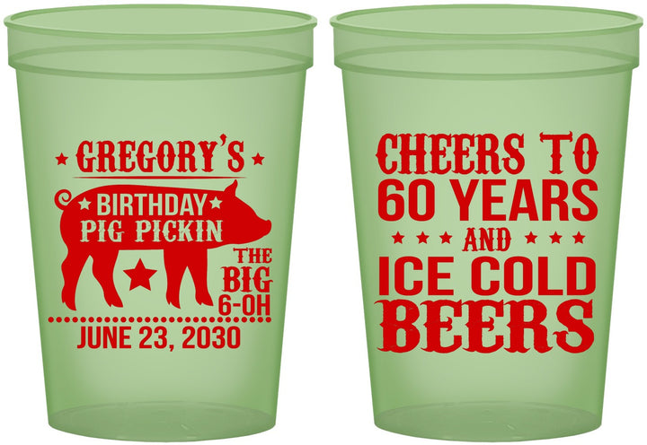 Custom Birthday 16 oz Glow In The Dark Cups - 60th Barbeque Bbq | 20217