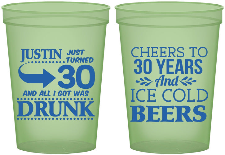 Custom Birthday 16 oz Glow In The Dark Cups - Cheers To 30 Years | 20219