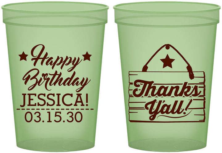 Custom Birthday 16 oz Glow In The Dark Cups - Country Farm | 20221