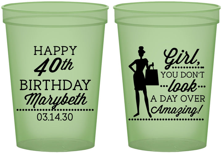 Custom Birthday 16 oz Glow In The Dark Cups - 40th | 20223