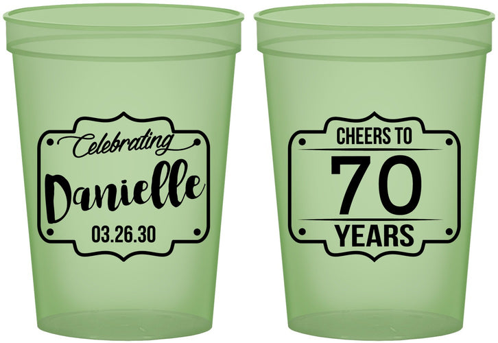 Custom Birthday 16 oz Glow In The Dark Cups - Cheers To 70 Years | 20227