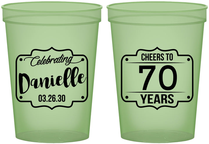 Custom Birthday 16 oz Glow In The Dark Cups - Cheers To 70 Years | 20227