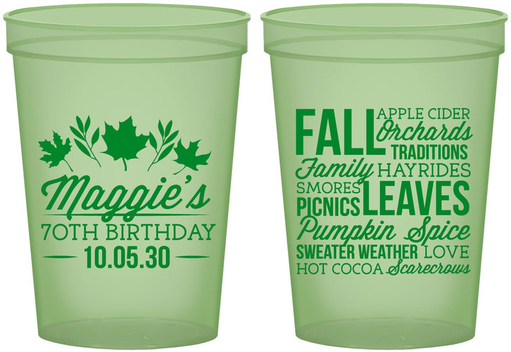 Custom Birthday 16 oz Glow In The Dark Cups - 70th Fall | 20228