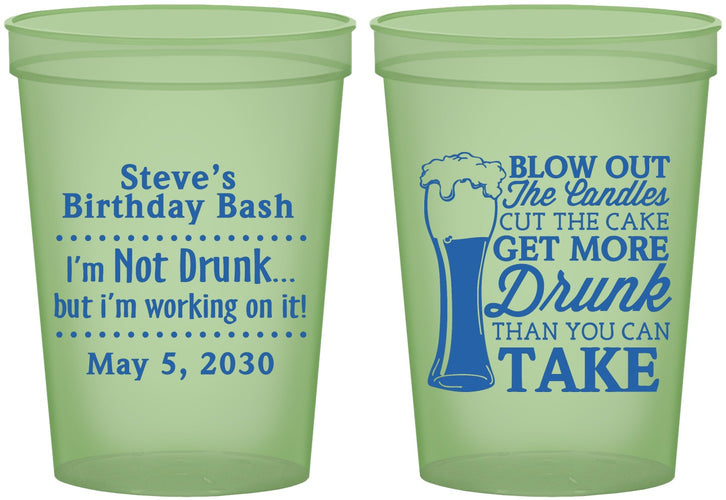 Custom Birthday 16 oz Glow In The Dark Cups - Beer Drunk | 20230