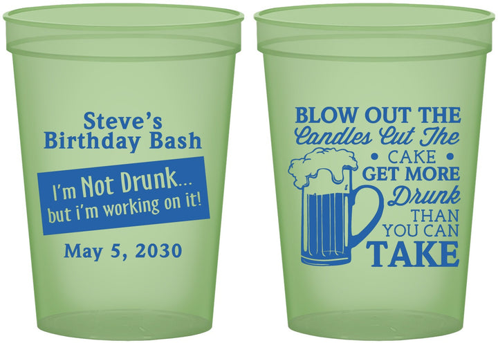 Custom Birthday 16 oz Glow In The Dark Cups - Beer Drunk | 20232