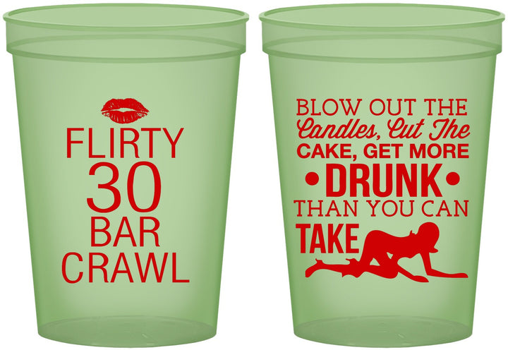 Custom Birthday 16 oz Glow In The Dark Cups - 30th Bar Crawl | 20233