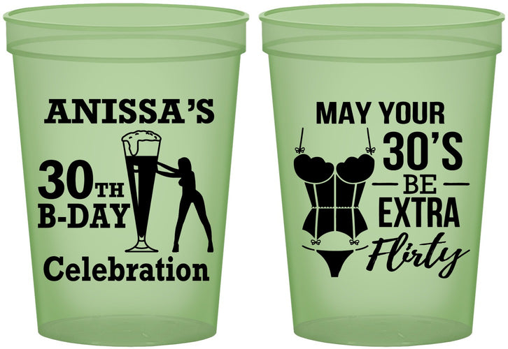 Custom Birthday 16 oz Glow In The Dark Cups - 30th Flirty At Thirty | 20236