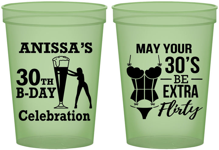 Custom Birthday 16 oz Glow In The Dark Cups - 30th Flirty At Thirty | 20236
