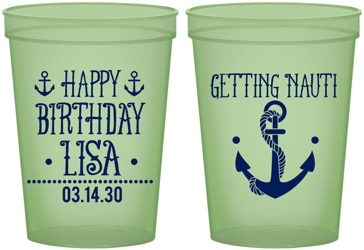 Custom Birthday 16 oz Glow In The Dark Cups - Getting Nauti | 20239