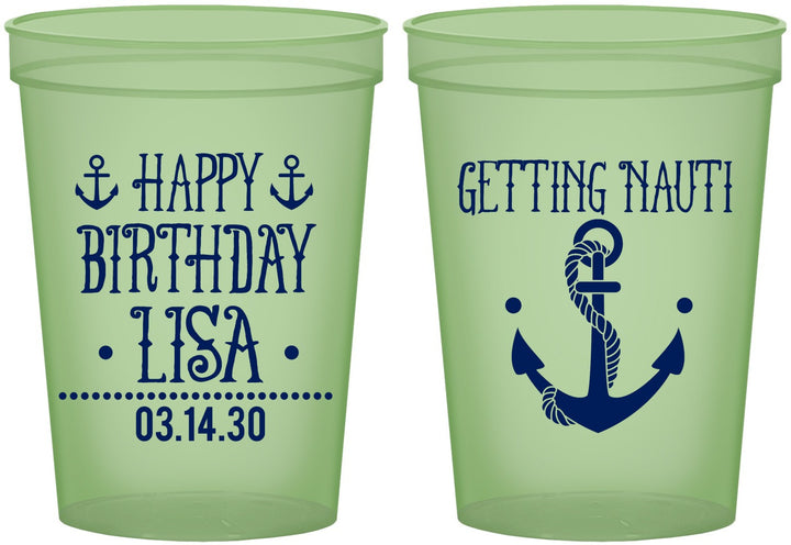 Custom Birthday 16 oz Glow In The Dark Cups - Getting Nauti | 20239