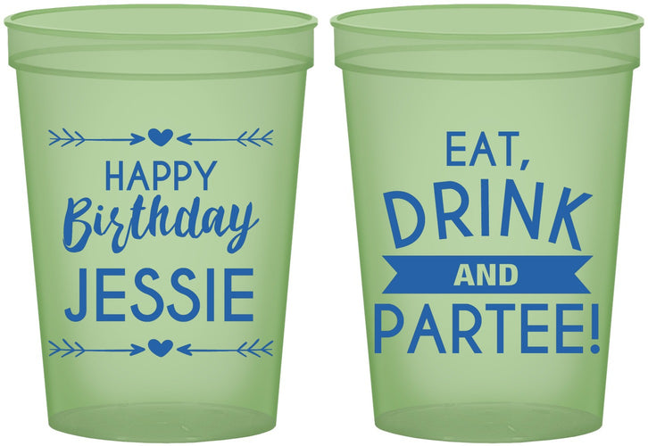Custom Birthday 16 oz Glow In The Dark Cups - Eat Drink Partee | 20241
