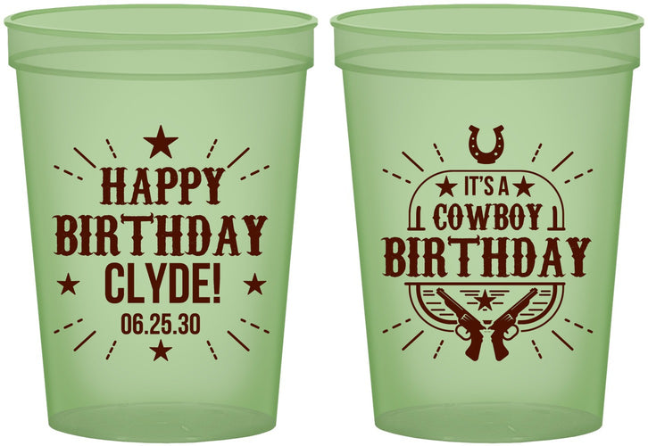 Custom Birthday 16 oz Glow In The Dark Cups - Cowboy | 20244