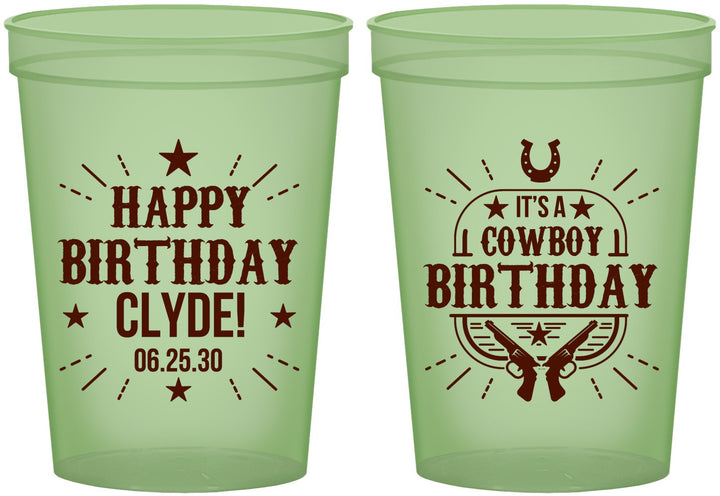 Custom Birthday 16 oz Glow In The Dark Cups - Cowboy | 20244