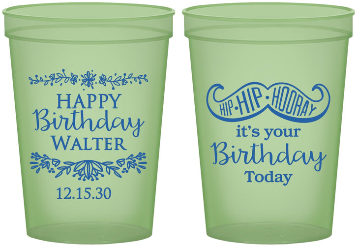 Custom Birthday 16 oz Glow In The Dark Cups - Hip Hip Hooray | 20250