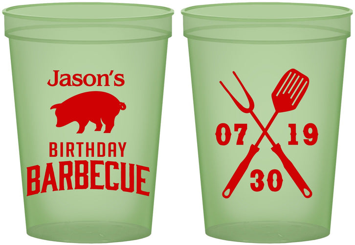 Custom Birthday 16 oz Glow In The Dark Cups - Barbeque Bbq | 20253