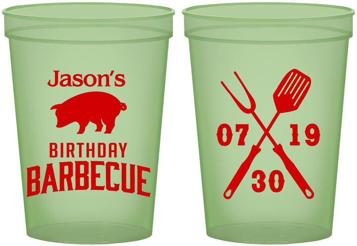 Custom Birthday 16 oz Glow In The Dark Cups - Barbeque Bbq | 20253