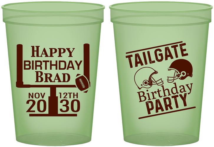 Custom Birthday 16 oz Glow In The Dark Cups - Football | 20256