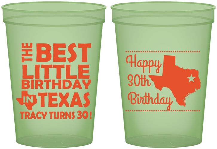 Custom Birthday 16 oz Glow In The Dark Cups - 30th Texas | 20265