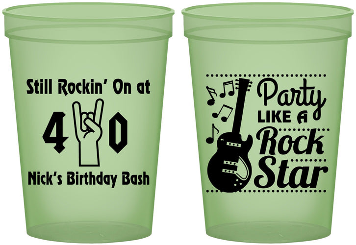 Custom Birthday 16 oz Glow In The Dark Cups - 40th Rock Star | 20266