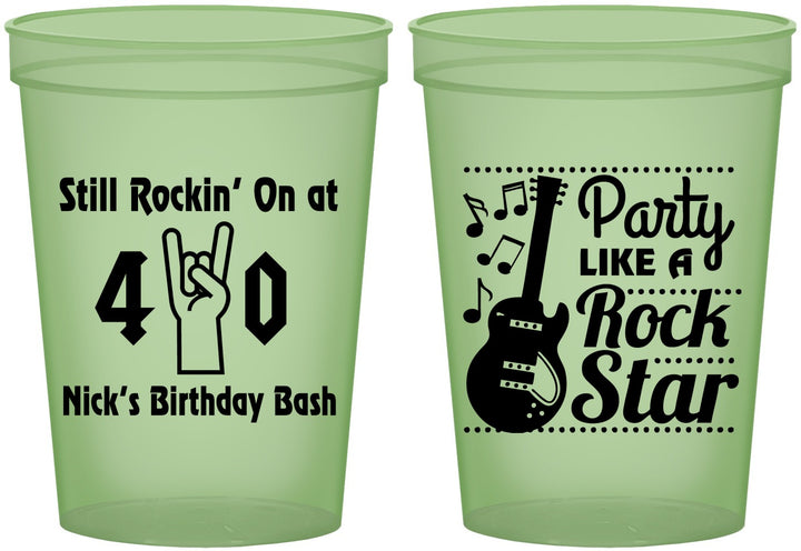 Custom Birthday 16 oz Glow In The Dark Cups - 40th Rock Star | 20266