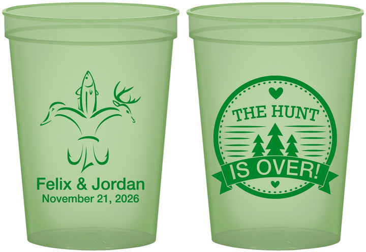 Custom Wedding 16 oz Glow In The Dark Cups - The Hunt Is Over | 203