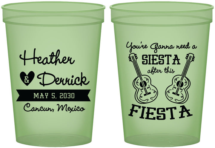 Custom Wedding 16 oz Glow In The Dark Cups - Siesta Fiesta Mexico | 207