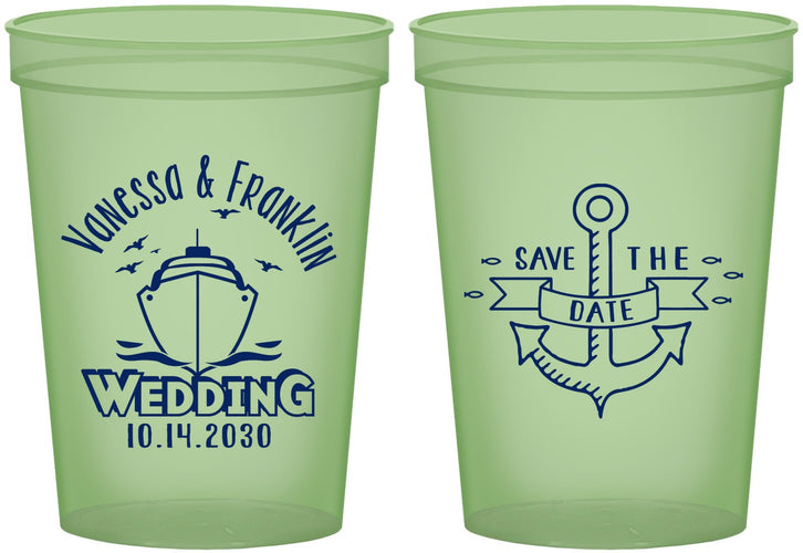 Custom Wedding 16 oz Glow In The Dark Cups - Save The Date Cruise | 209